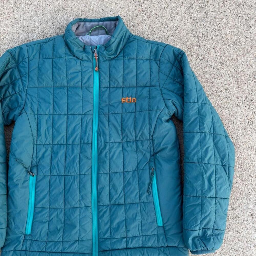Womens stio puffer zipup jacket teal blue 14
